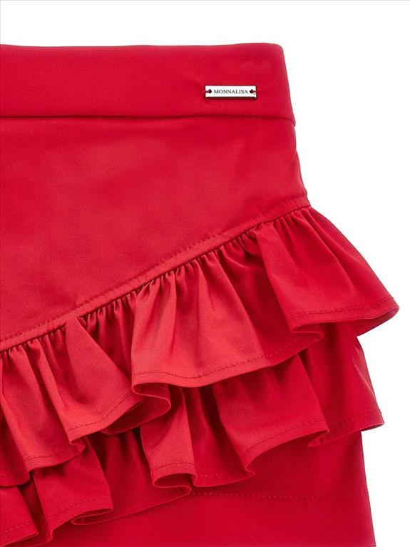 MONNALISA RED GIRL'S SKIRT WITH RUFFLE DESIGN