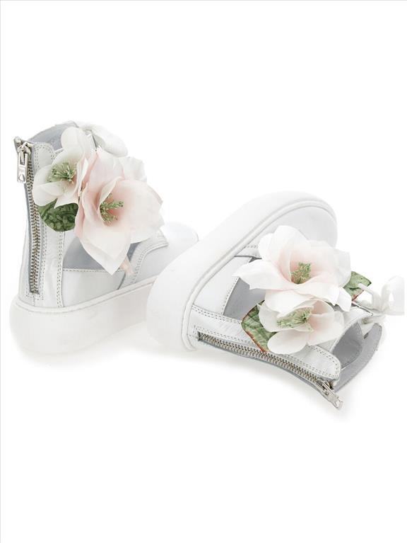 Anfibi pelle con magnolia MONNALISA