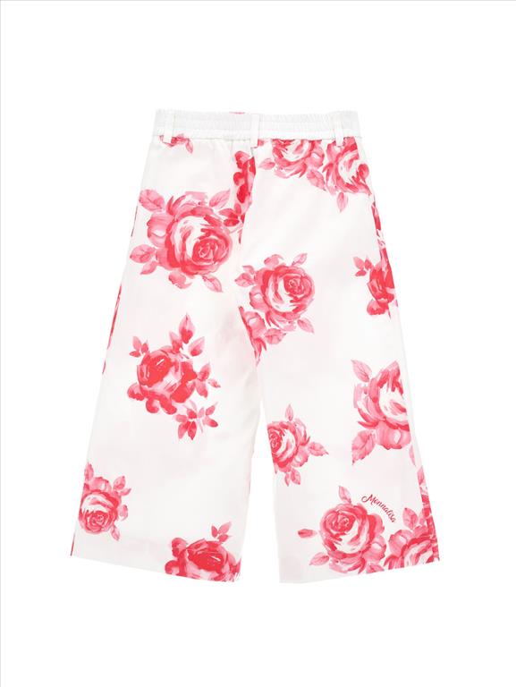 Pantalone palazzo cropped stampa rose MONNALISA
