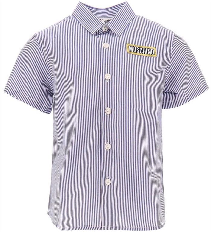 Blue/White Striped Shirt with MOSCHINO Logo