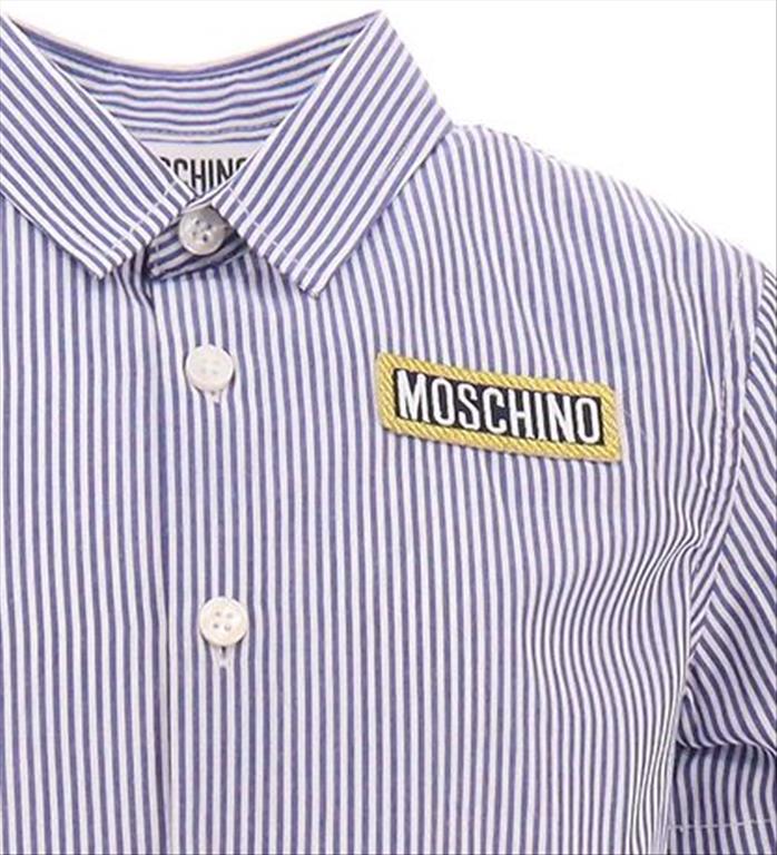Blue/White Striped Shirt with MOSCHINO Logo