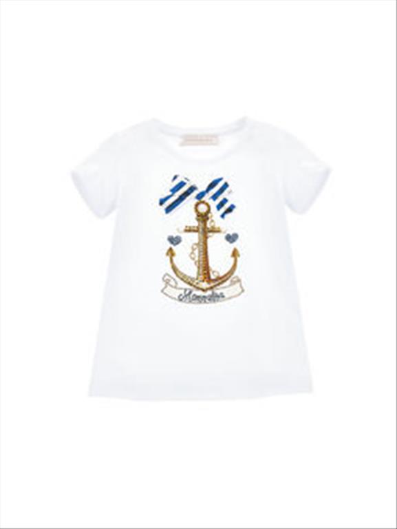 Sailor print T-shirt in rhinestones and pearls