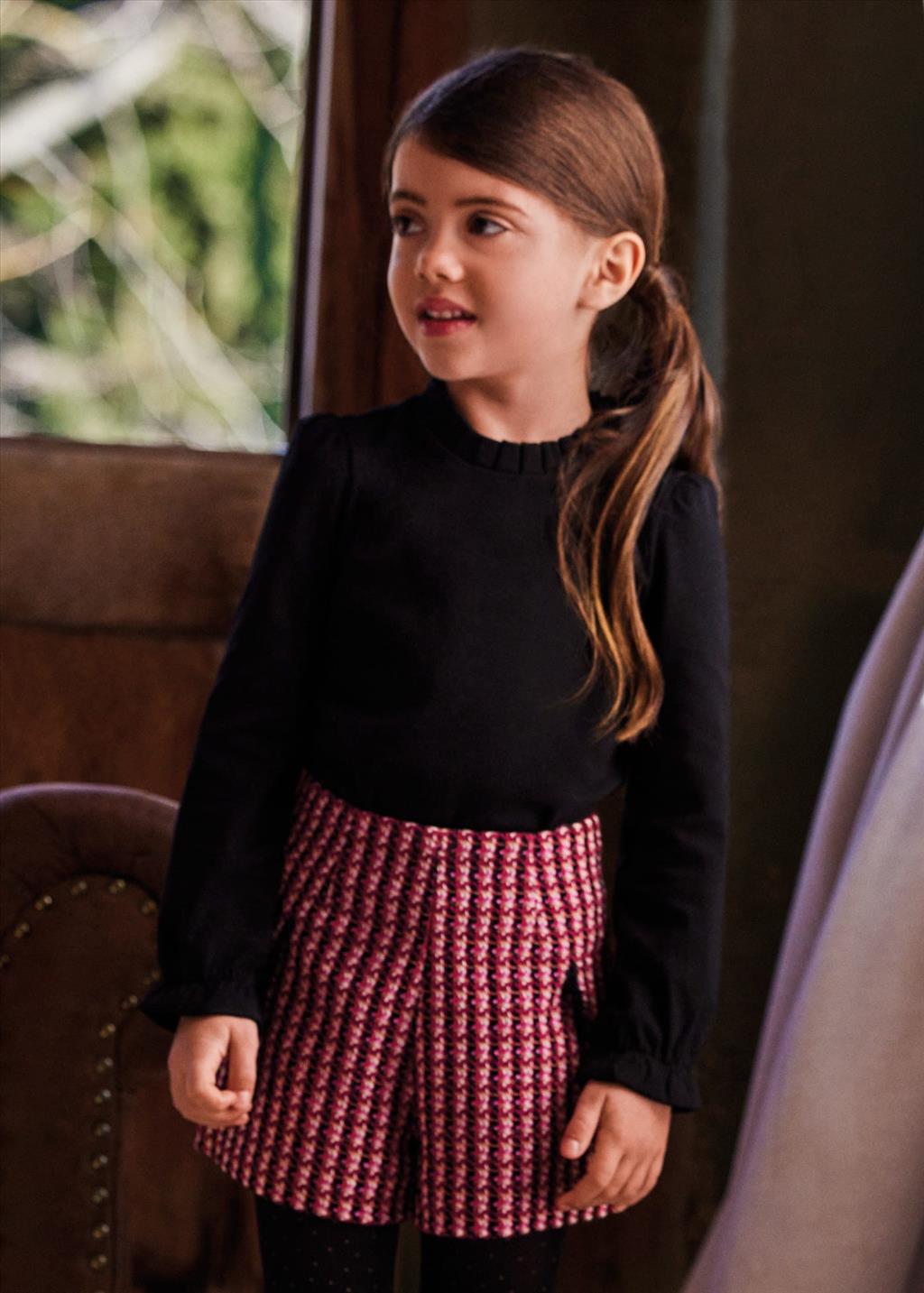 Girl's Checkered Tweed Bermuda Shorts