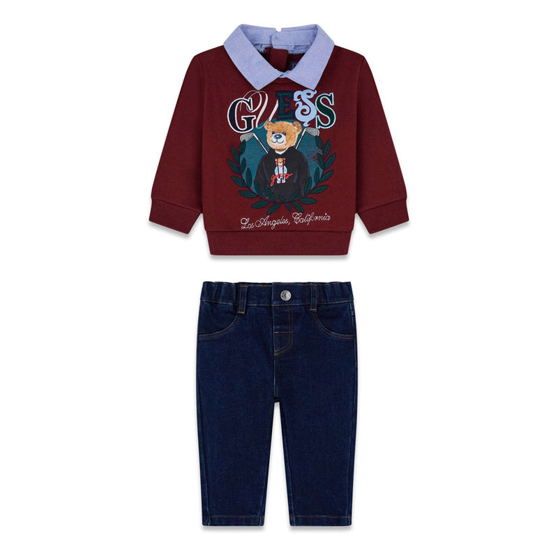 Completo da neonato Guess composto da due pezzi con pantaloni in denim.