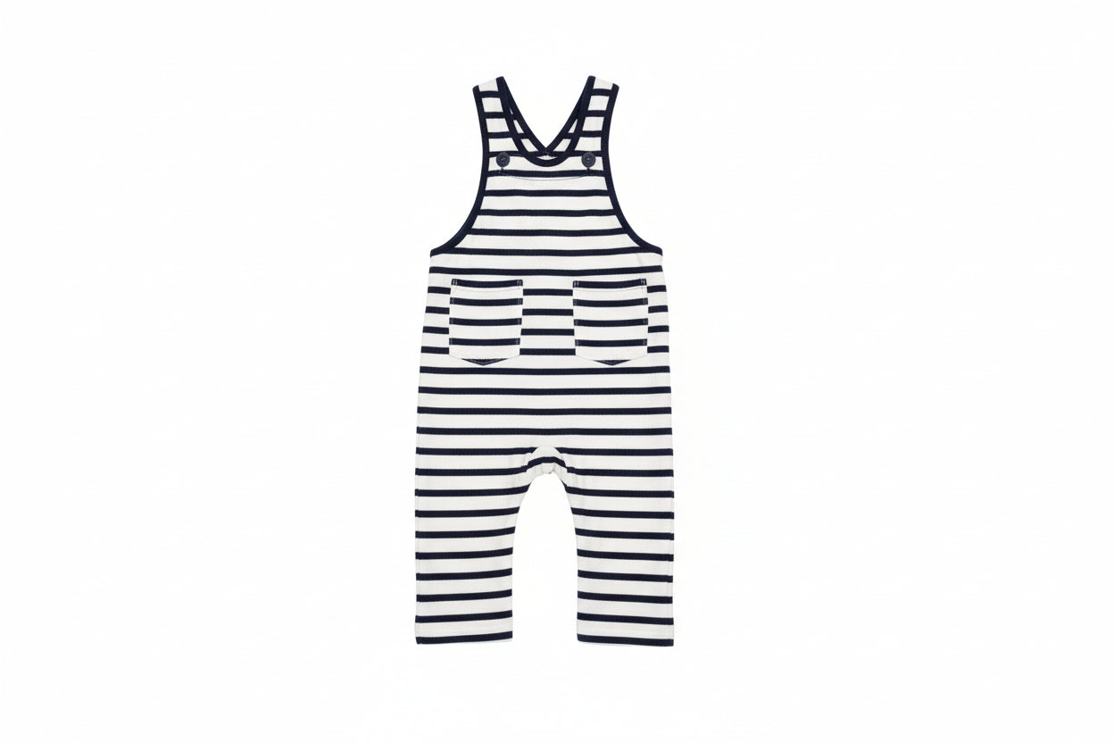 Salopette Petit Bateau righe.