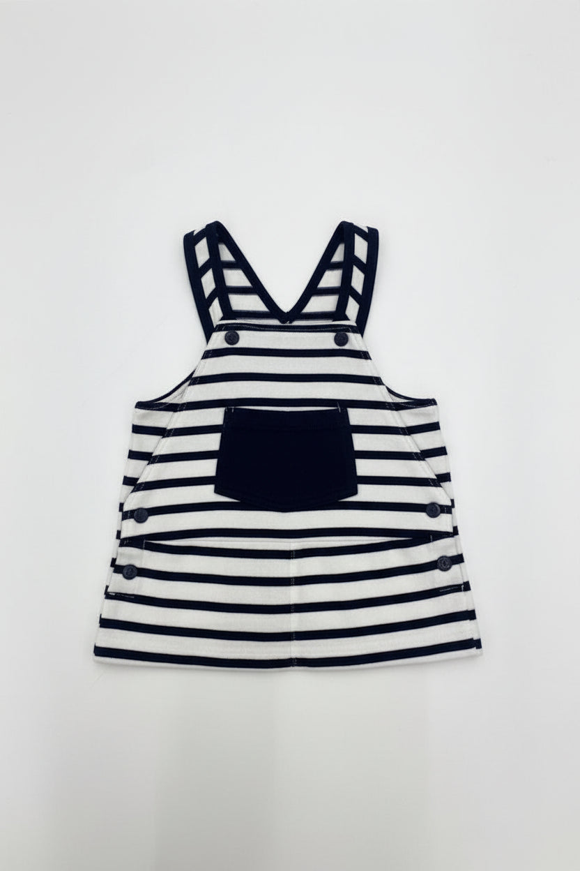 Salopette Petit Bateau righe.