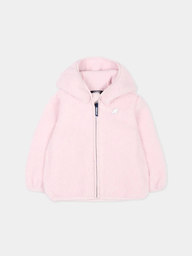 Ecopelliccia rosa Janne Polar per neonata con logo K-Way