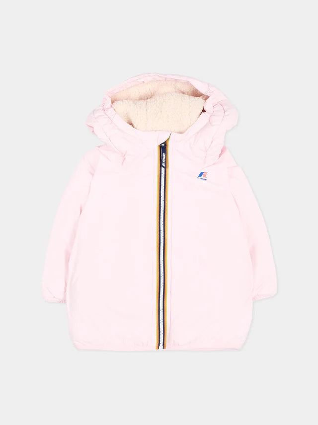 Piumino rosa Claudine Orsetto per neonata con logo K-Way