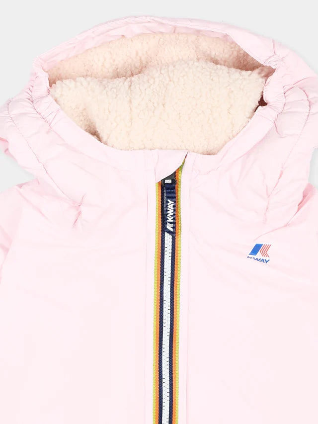 Piumino rosa Claudine Orsetto per neonata con logo K-Way