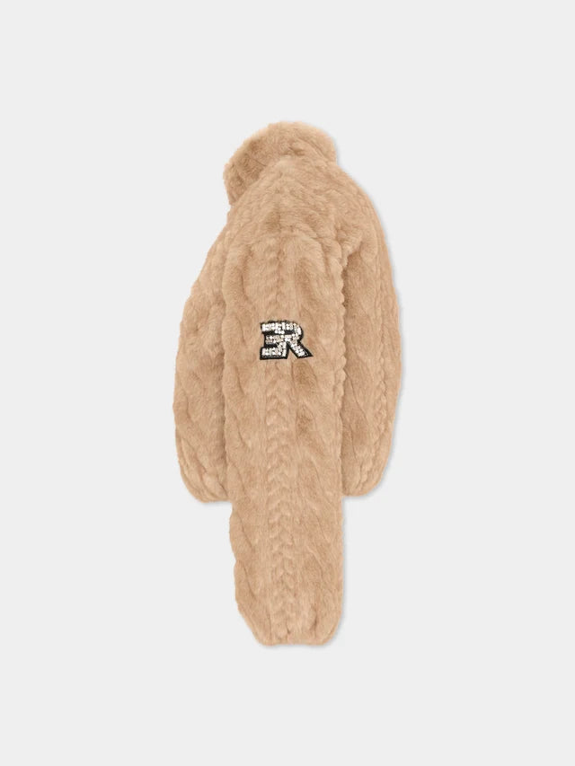 Ecopelliccia beige per bambina Ermanno Scervino