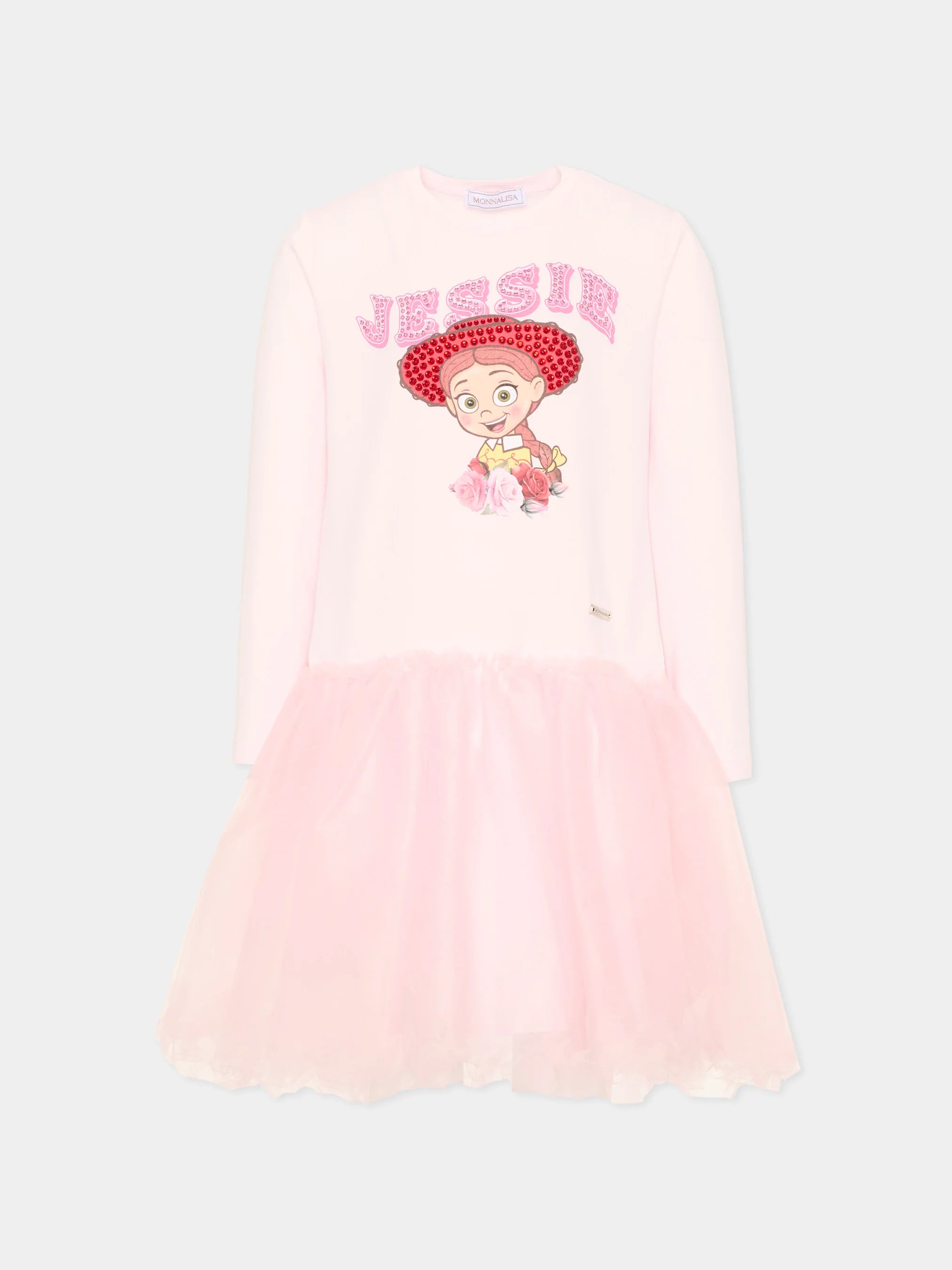 Monnalisa Vestito rosa con tulle per bambina con Jessie di Toy Story