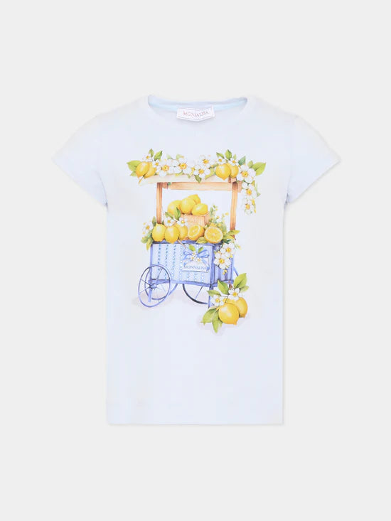 T-Shirt Monnalisa stampa carretti limoni.