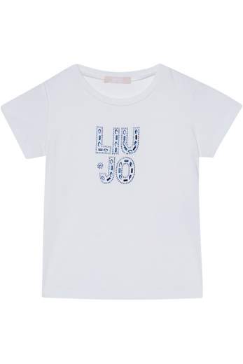 Liu-jo Bambina T-shirt Con Logo In Strass Blu.