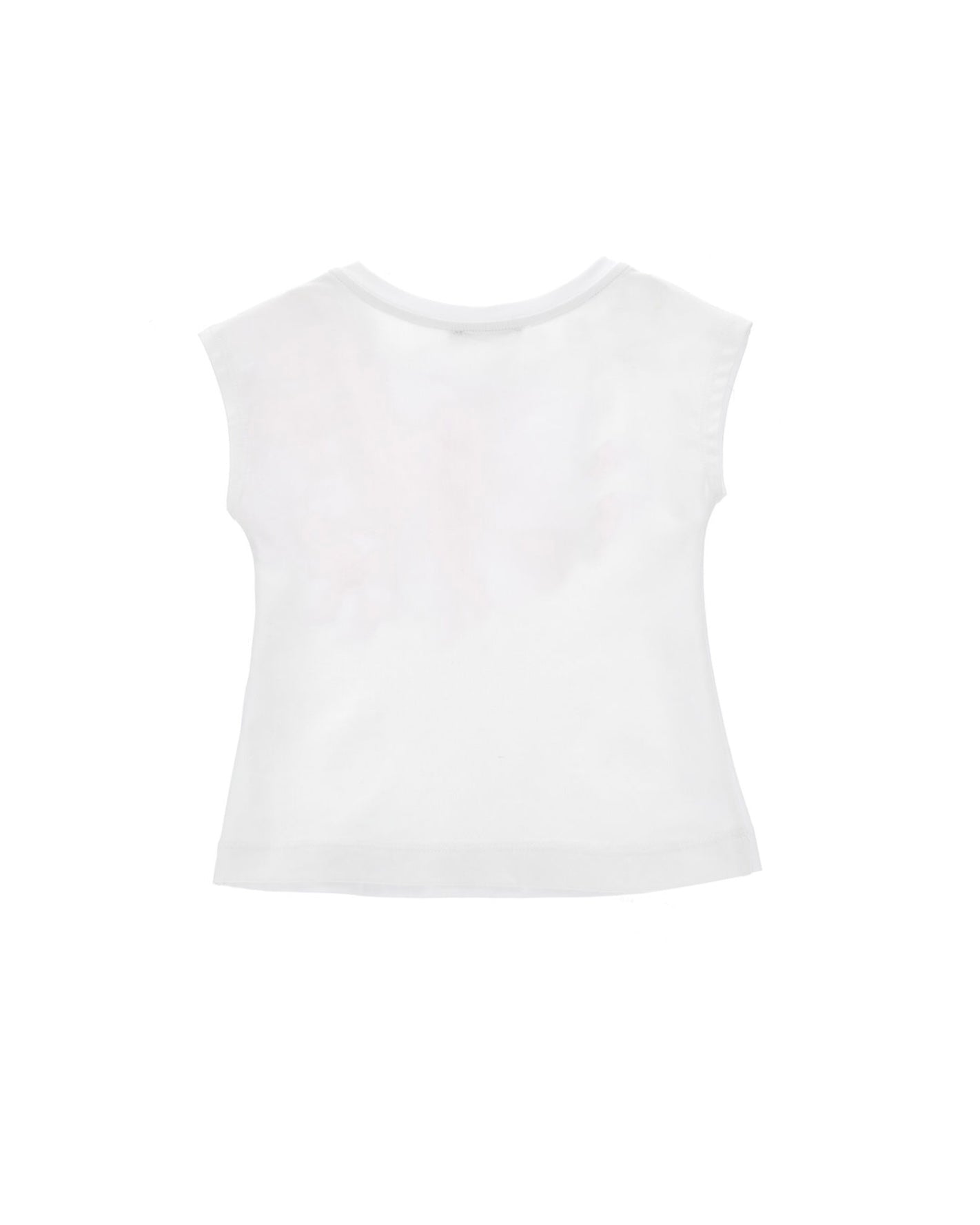 Monnalisa canotta bianca fiore rosa