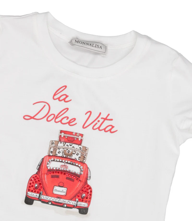 T-shirt per bambina Monnalisa bianco con stampa