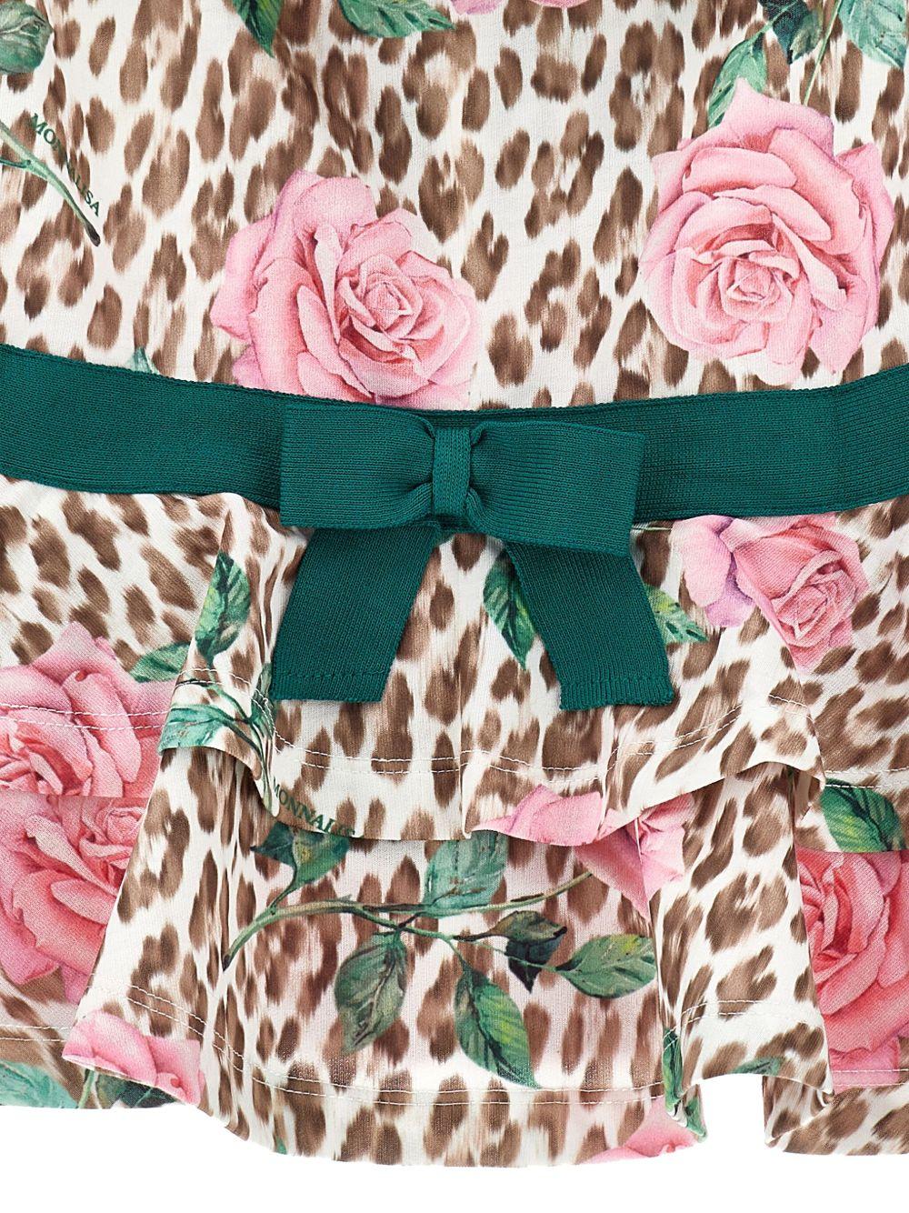 Felpa per bambina Monnalisa animalier con dettaglio rose e fiori