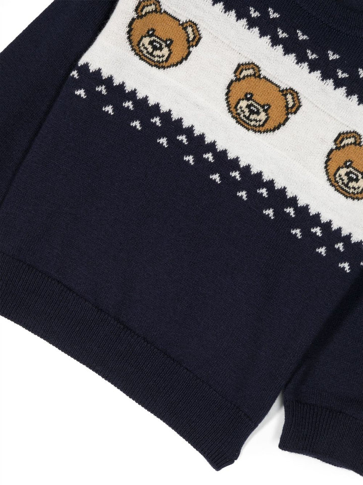 Maglione Girocollo in Lana Mista con OrsettI