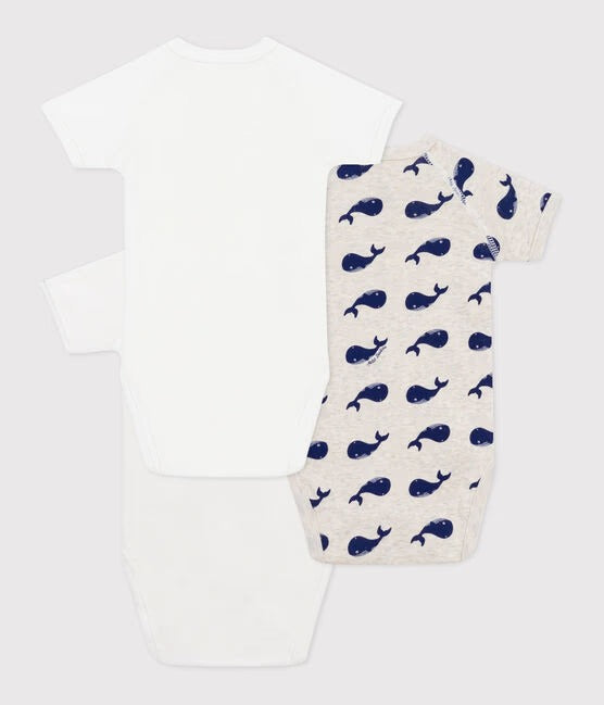 SET DA 3 BODY INCROCIATI A MANICHE CORTE IN COTONE CON STAMPA