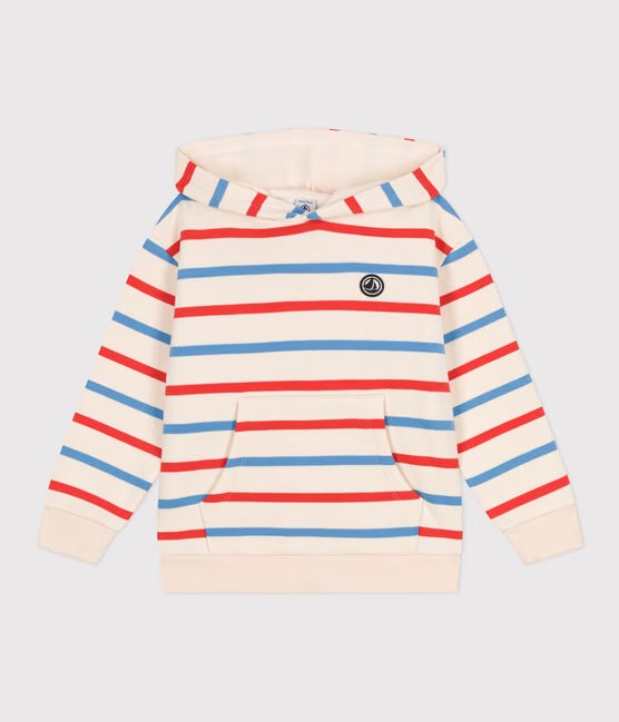 FELPA CON CAPPUCCIO BAMBINO UNISEX IN COTONE A RIGHE