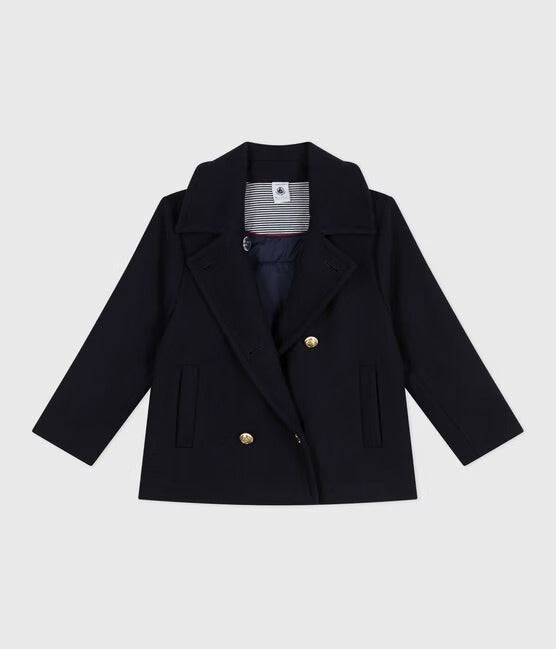 CABAN BAMBINA IN PANNO DI LANA TINTA UNITA