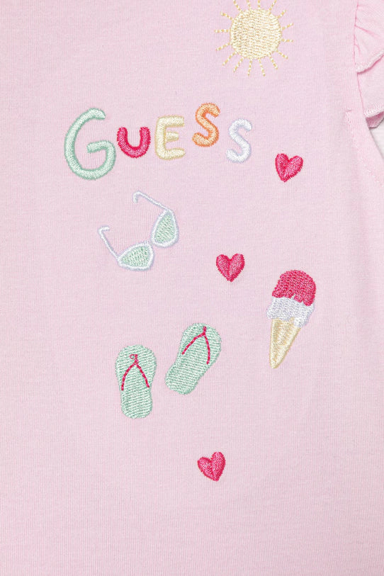 Completo casual rosa Guess in cotone con logo e motivo estivo