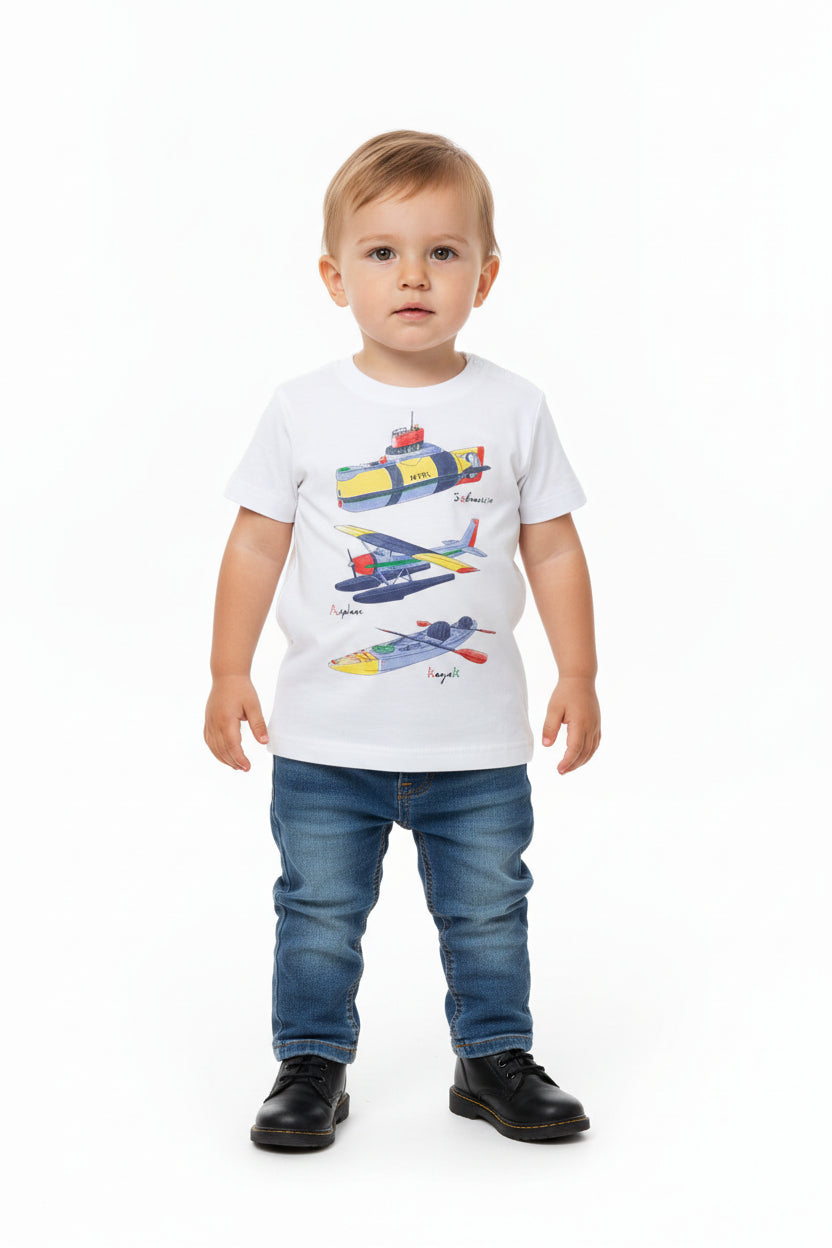 T-SHIRT IN COTONE BIANCO CON DISEGNI