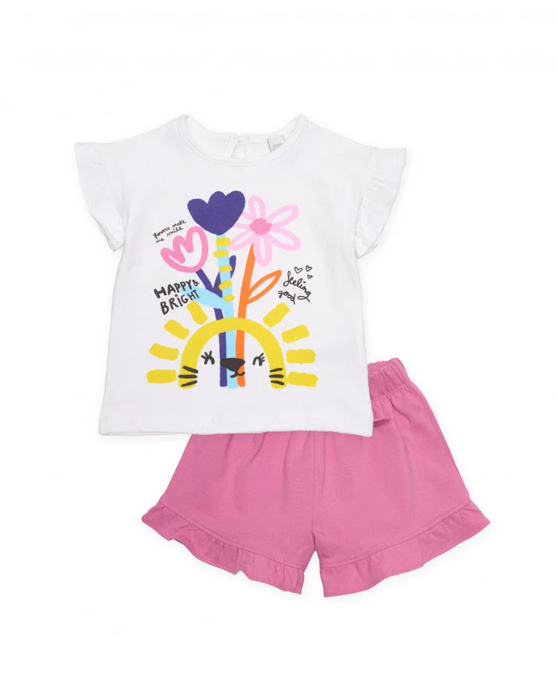 Completo da bambina in maglia con grafica floreale