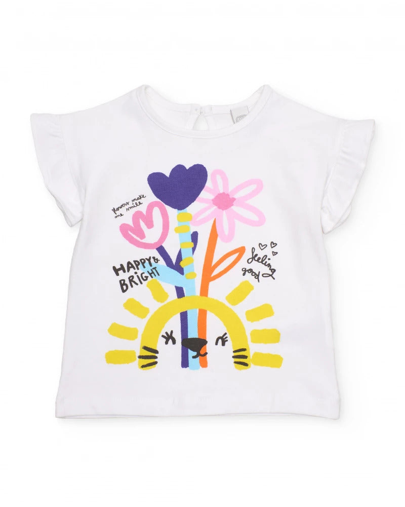 Completo da bambina in maglia con grafica floreale