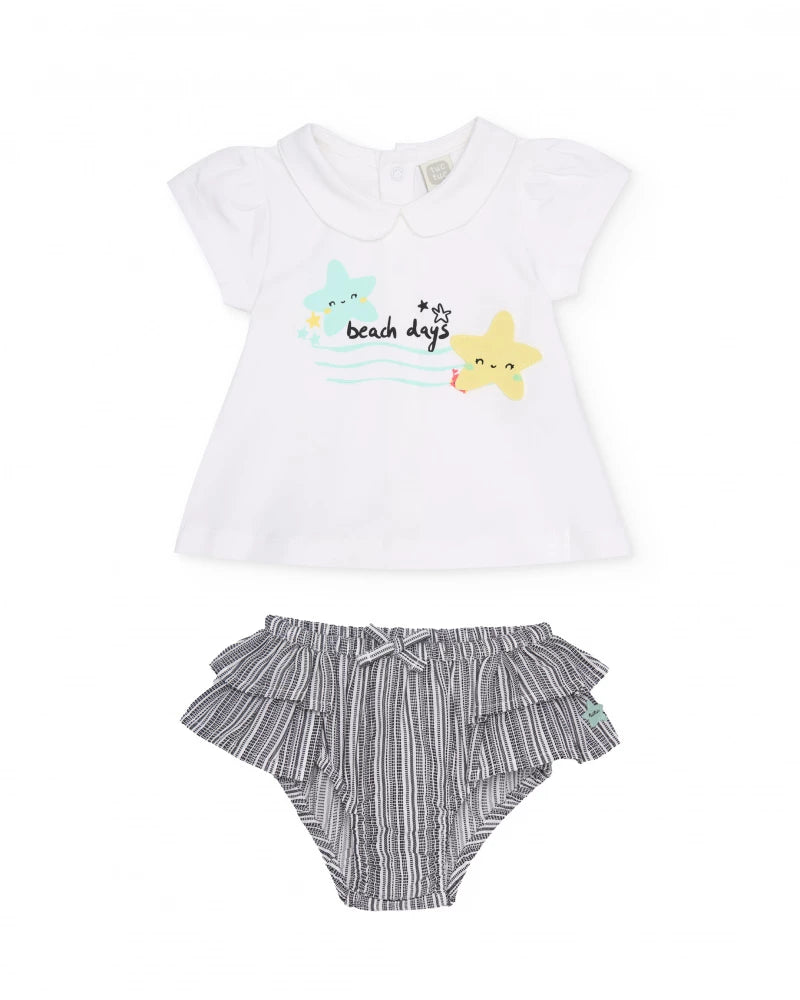 Completo in maglia per neonato a righe