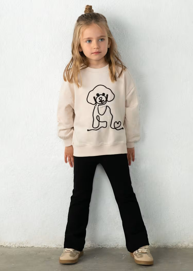 Completo leggings a zampa e felpa con cane bambina Mayoral