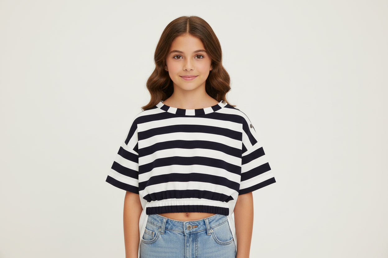 T-SHIRT GIROCOLLO A RIGHE