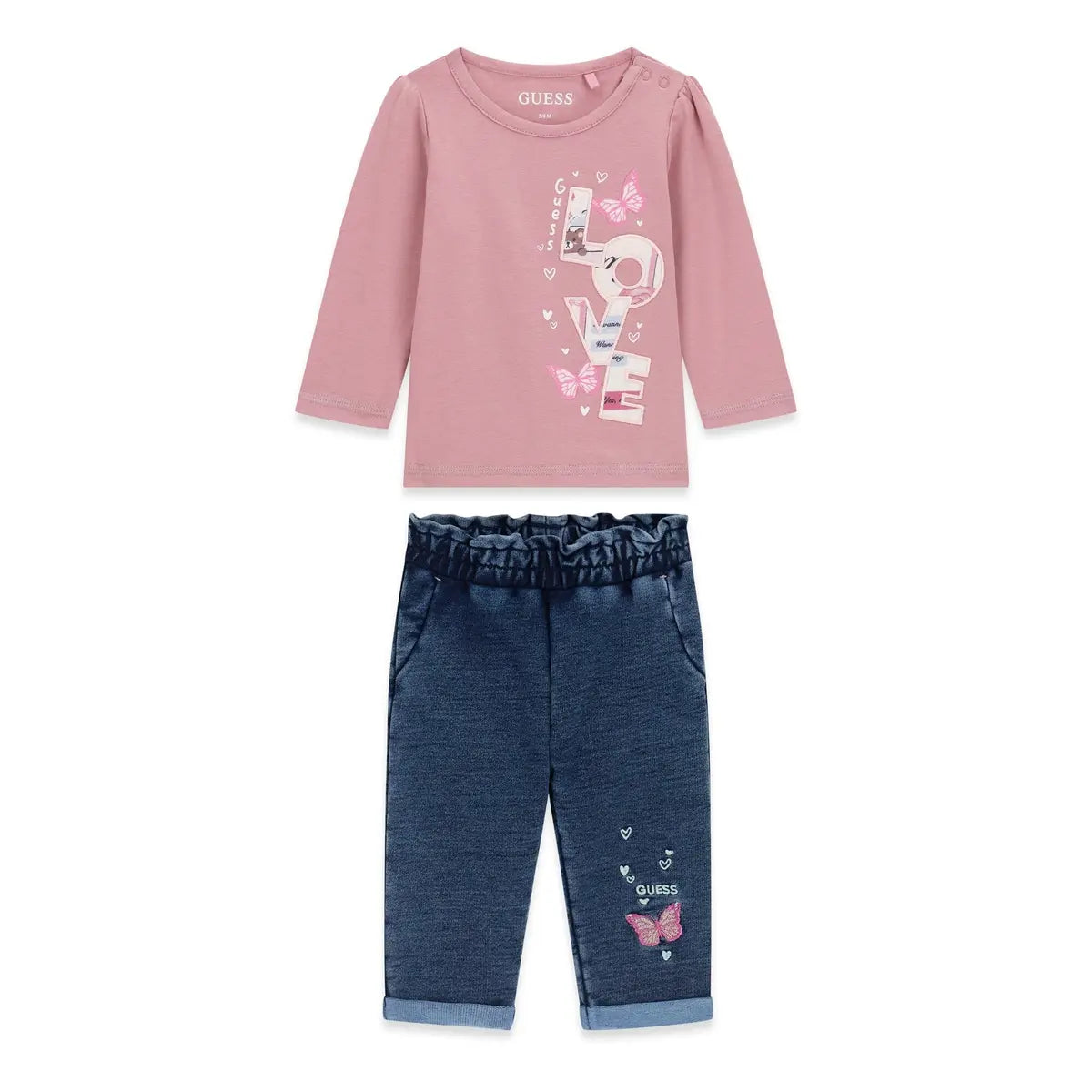 Completo t-shirt maniche lunghe jeans maglia Guess