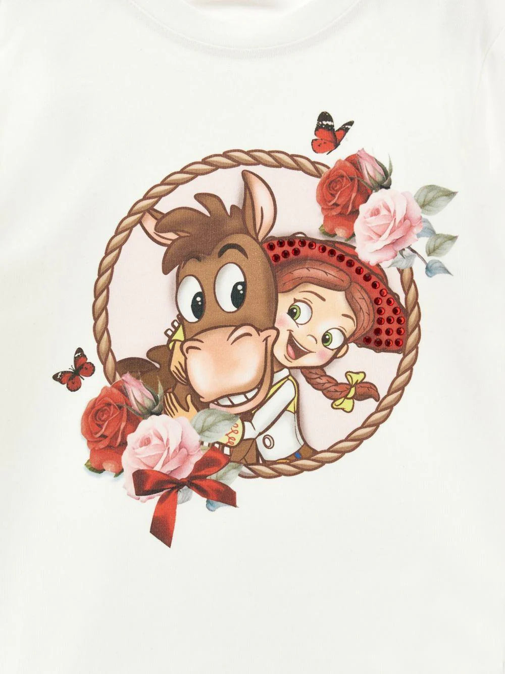 T-shirt per bambina Monnalisa bianca con stampa grafica cowgirl