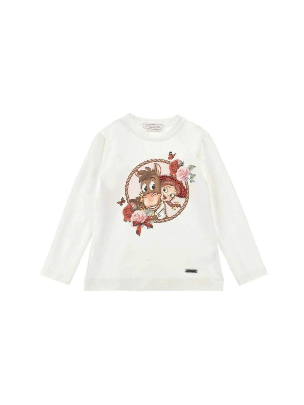 T-shirt per bambina Monnalisa bianca con stampa grafica cowgirl