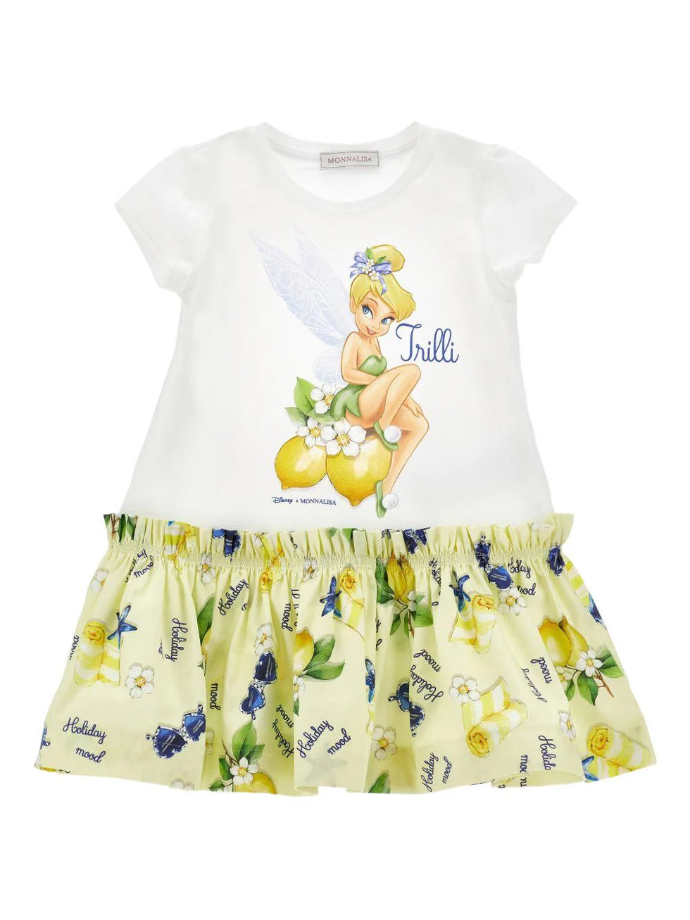 Abito per bambina Monnalisa x Disney multicolore con stampa grafica Trilli
