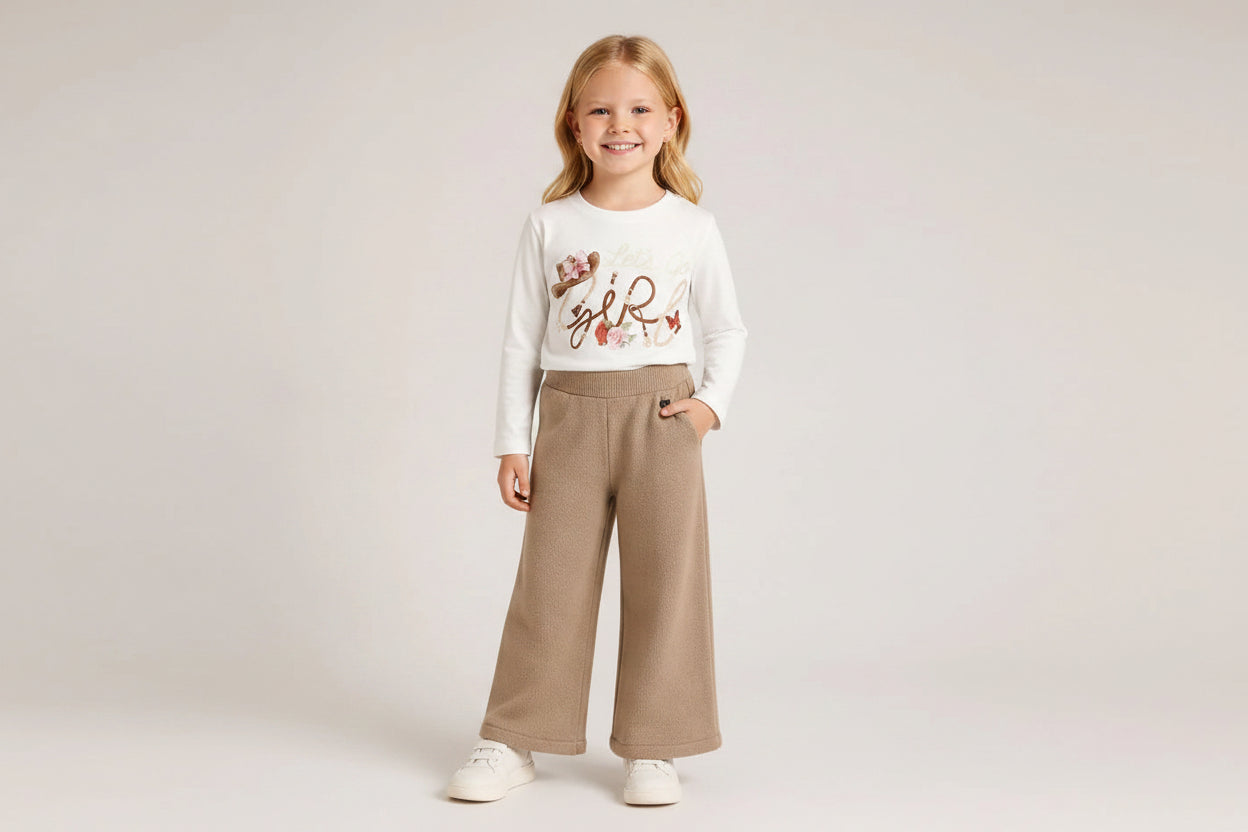 T-shirt per bambina Monnalisa Kids bianca con stampa grafica