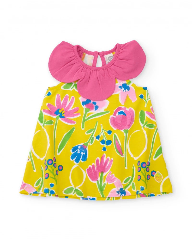 Vestito da bambina in maglia con colletto a petalo