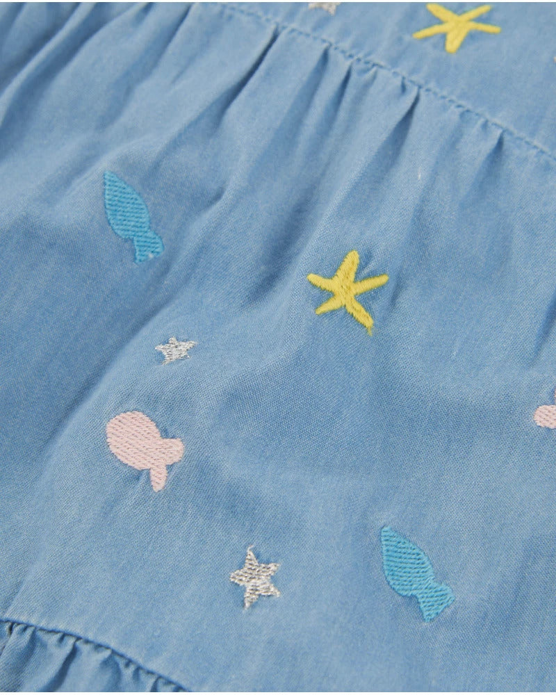 Soft denim dress for girls