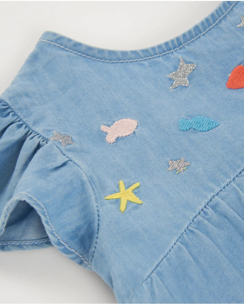 Soft denim dress for girls