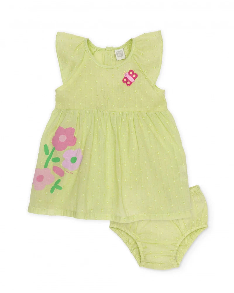 Vestito neonato in tessuto con texture a pois