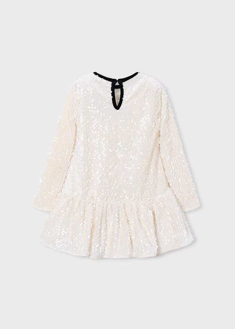 Vestito velluto con pallettes e fiocco bambina Mayoral
